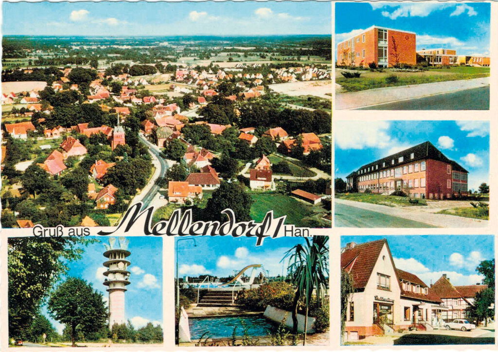 Alte Postkarte (nach 1957, da der Turm bereits aufgestockt ist) (Wedemark-Buchhandlung Schulze-Wild)
